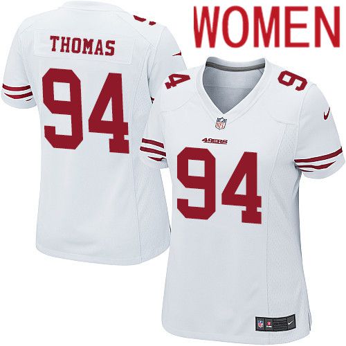 Women San Francisco 49ers #94 Solomon Thomas Nike White Team Color Game NFL Jersey->women nfl jersey->Women Jersey